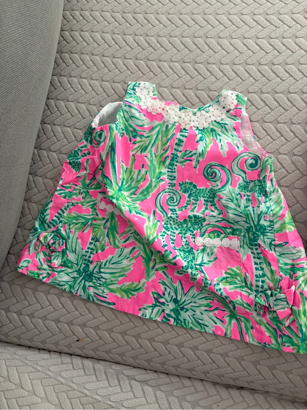 Lilly Pulitzer Pink & Green Floral Sundress with Crochet Trim